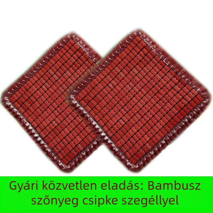 Bambusz autóülés párna csipkés szegéllyel, négyszögletes, 46×46 cm