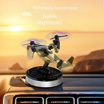 Napelemes autóillatosító V-22 Osprey modell, fény hatására forog, szagokat megszüntet, hosszú ideig tartó illat, autó dísz