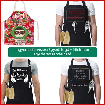 Egyéni logóval ellátott reklámkötény, nyomtatható dizájnnal, vízálló nyakba akasztós kötény, otthonra és a konyhába