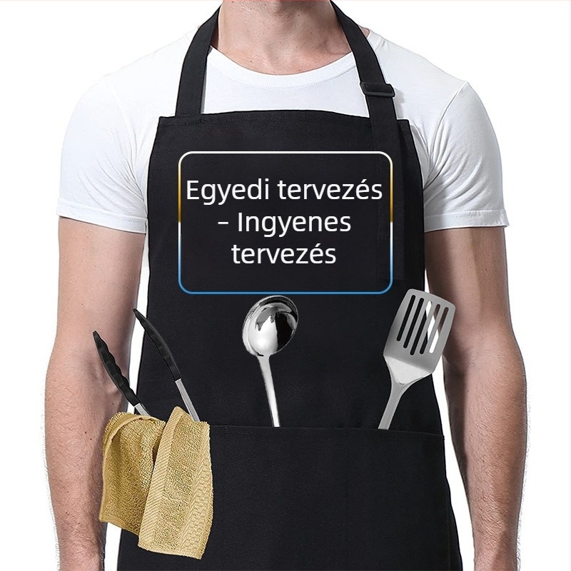 Egyéni logóval ellátott reklámkötény, nyomtatható dizájnnal, vízálló nyakba akasztós kötény, otthonra és a konyhába