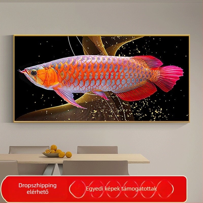 5D teljes gyémánt arany sárkány hal diamant festmény nappalira – modern minimalista keresztszemes készlet