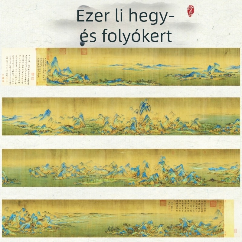 Kézzel készített keresztszemes készlet kínai stílusú tájképpel, alkalmas nappaliba, irodába és dolgozószobába