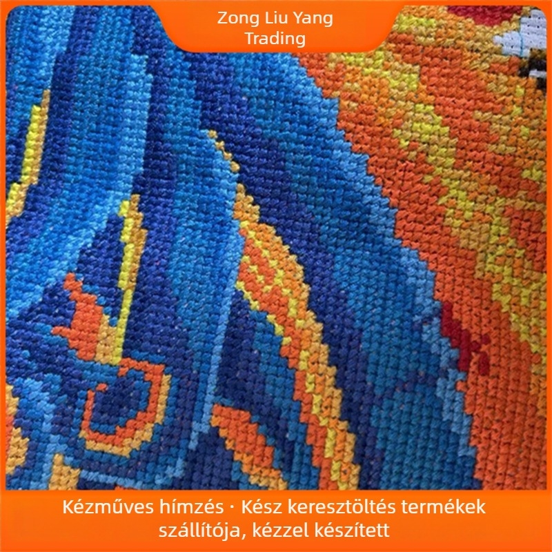 Keresztszemes kész kép: páva virágos motívummal, dekoráció teázóba és nappaliba.