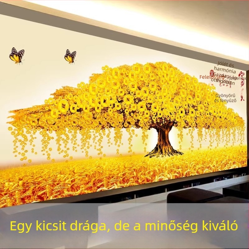Keresztszemes készlet: Bőségfa nappaliba, 11CT fehér vászon, új kínai stílus
