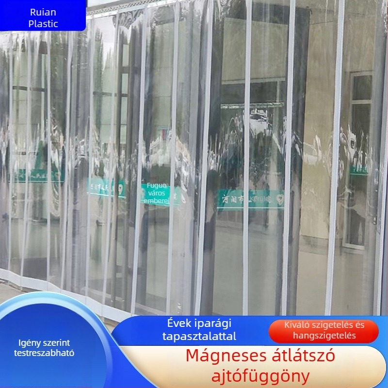 Mágneses ajtófüggöny, átlátszó PVC elválasztófüggöny, rovar- és szélvédelmi, otthoni és üzleti használatra