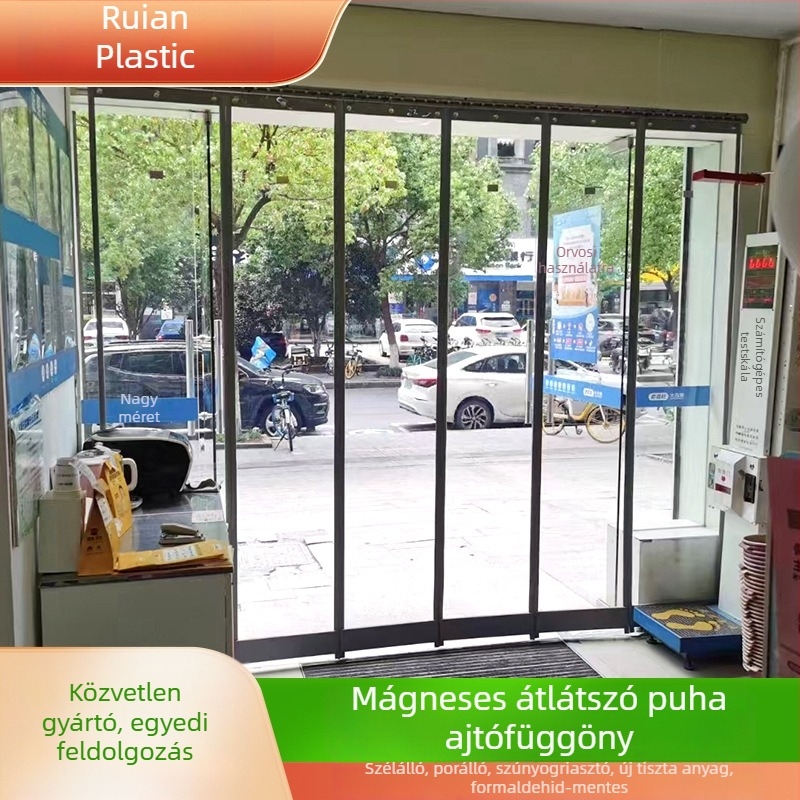 Mágneses ajtófüggöny, átlátszó PVC elválasztófüggöny, rovar- és szélvédelmi, otthoni és üzleti használatra