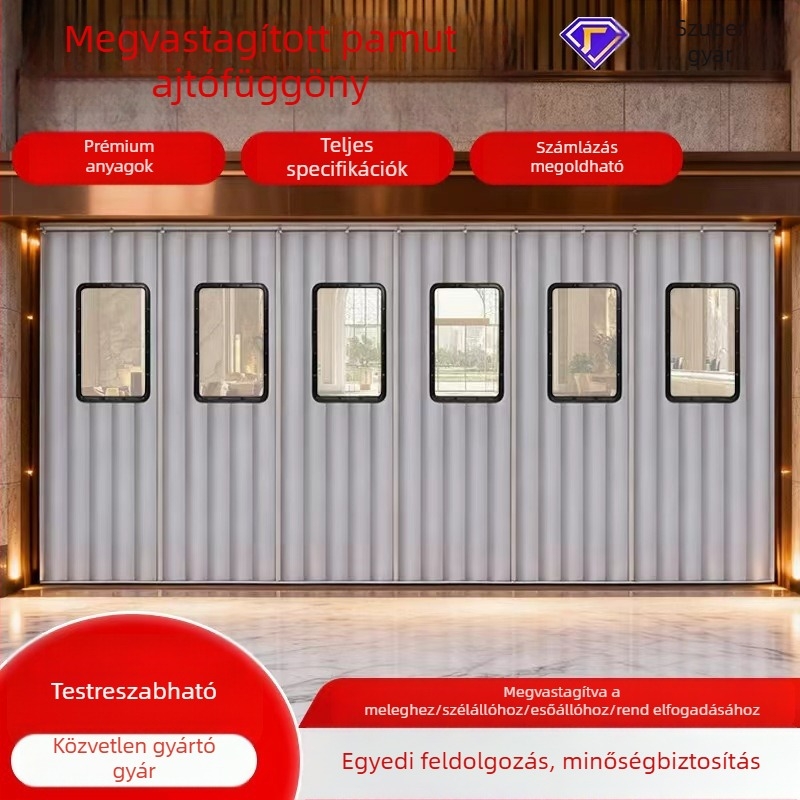 Téli ajtófüggöny, vastagabb a melegítésért és a hideg elleni védelemért, hangszigetelő válaszfal, szélvédő textilfüggöny otthoni és kereskedelmi használatra