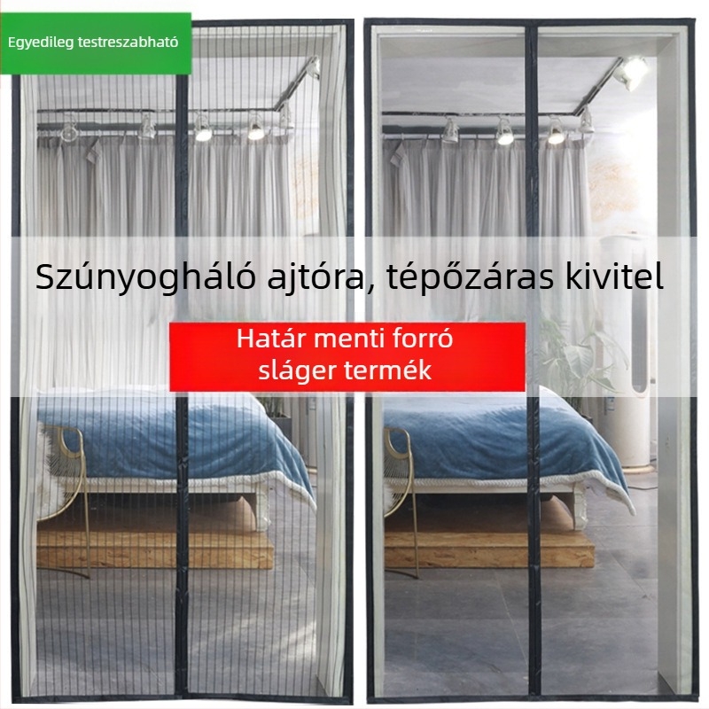 Szúnyogháló ajtófüggöny mágneses Velcro-záródással, háztartási használatra