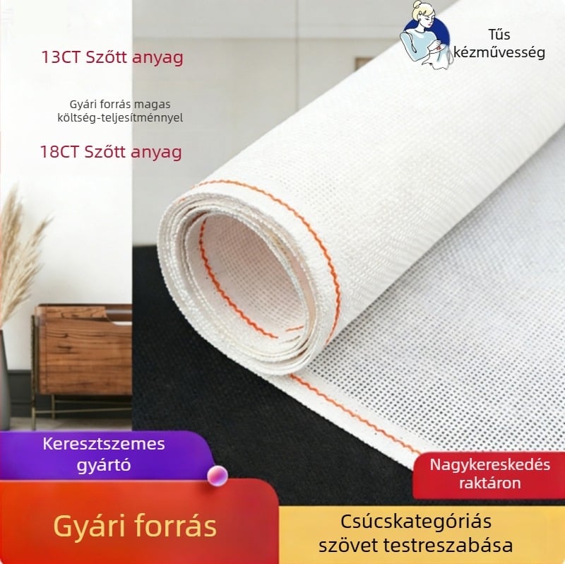 14-ct keresztszemes vászon ökológiai pamutból, esőcsepp mintával, tájkép, nordikus stílusú hímzőkészlet