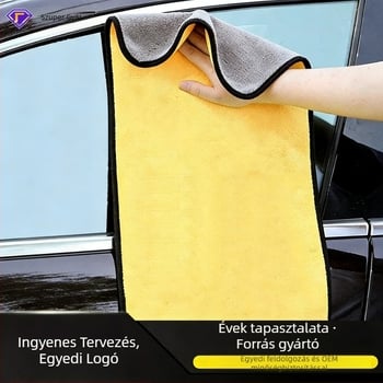 Kétoldalas korall-flízes autómosó törlőkendő, vastag, nedvszívó, logónyomtatási lehetőséggel, testre szabható