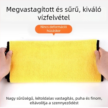 Kétoldalas korall-flízes autómosó törlőkendő, vastag, nedvszívó, logónyomtatási lehetőséggel, testre szabható