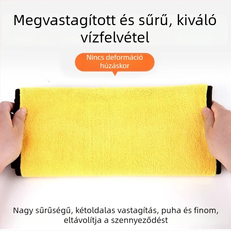 Kétoldalas korall-flízes autómosó törlőkendő, vastag, nedvszívó, logónyomtatási lehetőséggel, testre szabható
