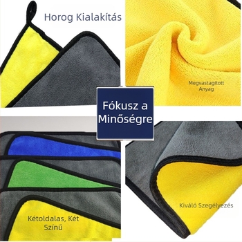 Kétoldalas korall plüssel autótisztító törlőkendő, 500 g/m², vastított, logónyomtatás elérhető