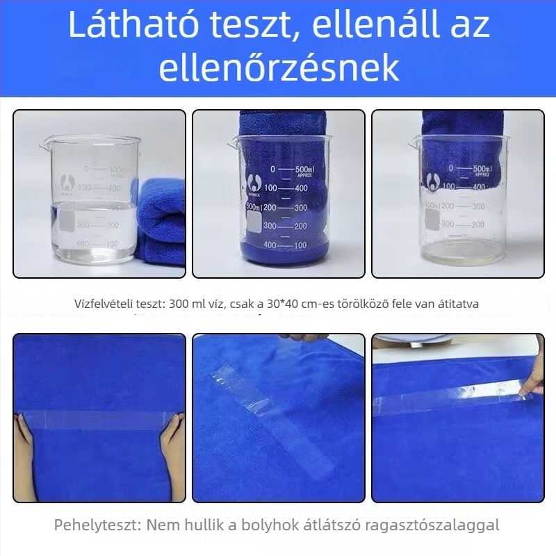 Vastagított mikroszálas autómosó kendő – nedvszívó, szöszmentes, karcolásmentes a fényezéshez – praktikus autóápolási kendő
