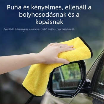Korall bársony autómosókendő, extra vastag, szöszmentes és nyommentes, nedvszívó az üvegfelületekhez