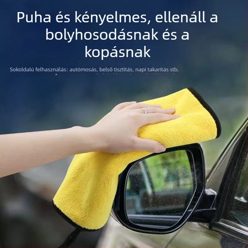 Korall bársony autómosókendő, extra vastag, szöszmentes és nyommentes, nedvszívó az üvegfelületekhez
