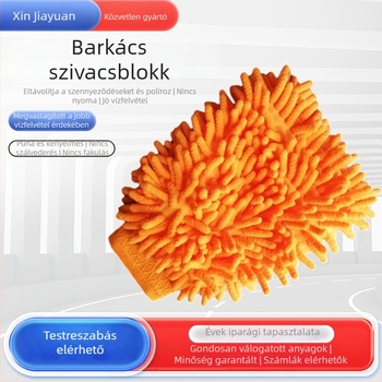 Chenille autómosó kesztyű szivacsblokkal, szálmentes, vastag plüss törölköző a nyom nélküli tisztításhoz