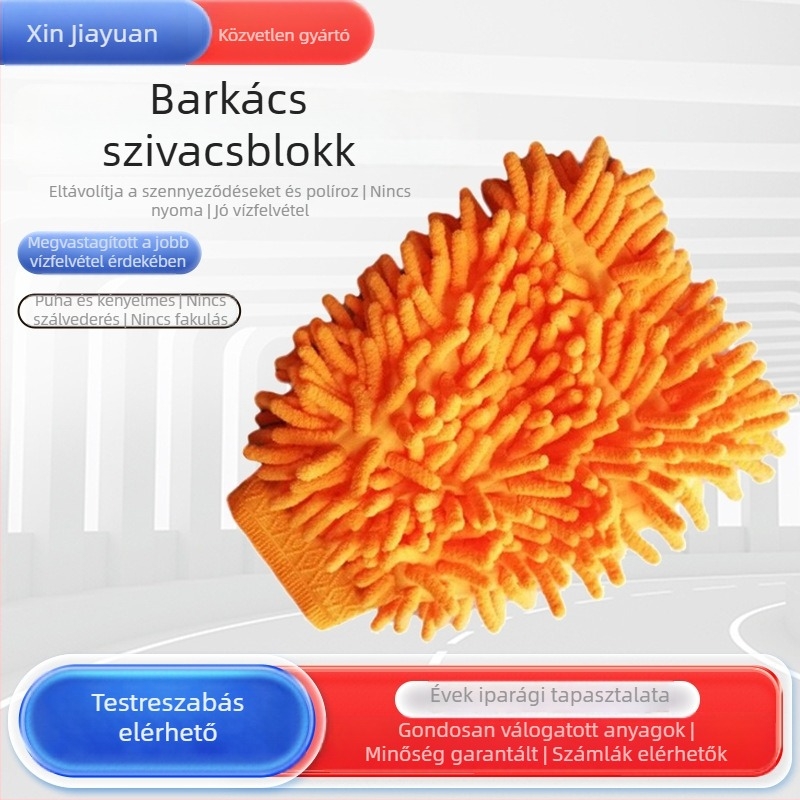 Chenille autómosó kesztyű szivacsblokkal, szálmentes, vastag plüss törölköző a nyom nélküli tisztításhoz