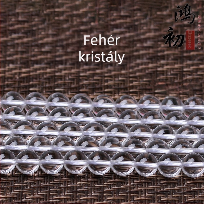 Természetes fehér kristálygyöngyök, kerek formájú, polírozott, DIY ékszeralkatrészek, közepes méretű, félkész