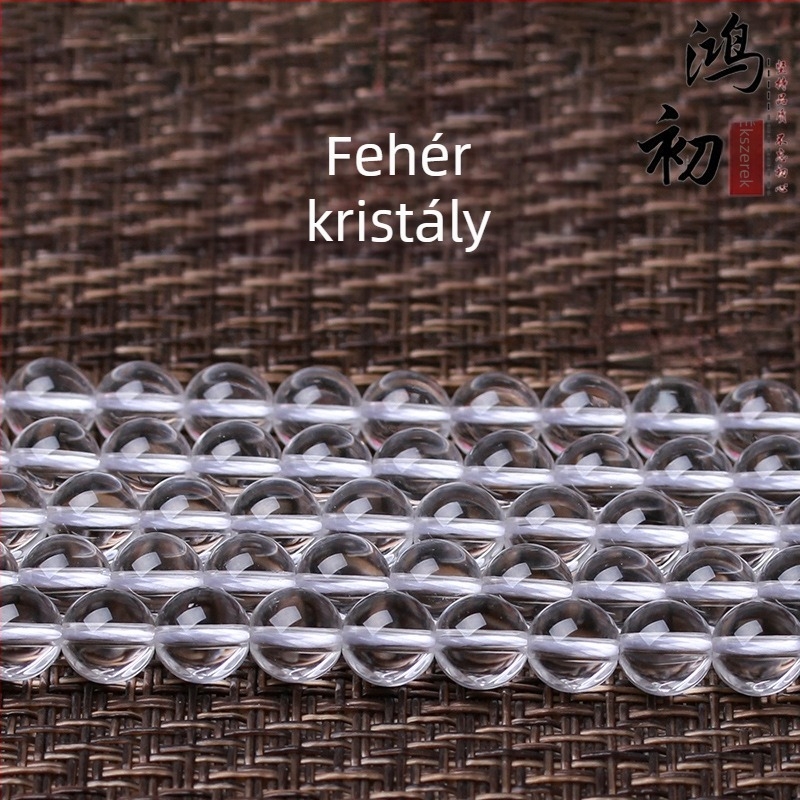 Természetes fehér kristálygyöngyök, kerek formájú, polírozott, DIY ékszeralkatrészek, közepes méretű, félkész