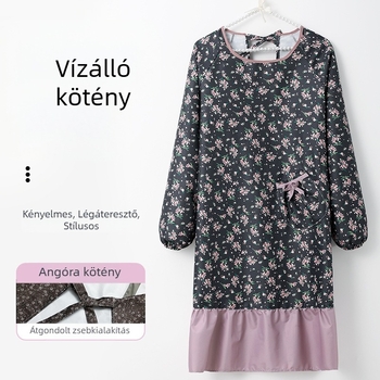 Vastagított vízálló konyhai kötény felnőtteknek, olajálló, hosszú ujjú