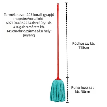 Korallfleece mop fej, kiváló nedvszívó, nedves és száraz használatra