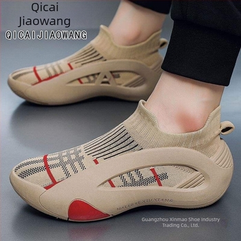 Férfi nyári hálós felső részű slip-on cipő, légáteresztő, csúszásmentes, könnyű