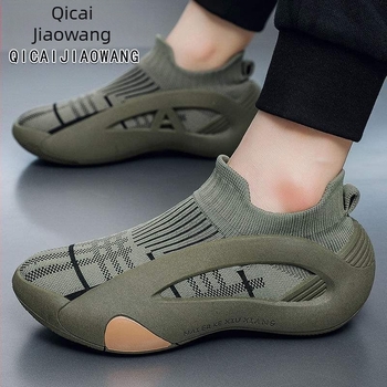 Férfi nyári hálós felső részű slip-on cipő, légáteresztő, csúszásmentes, könnyű