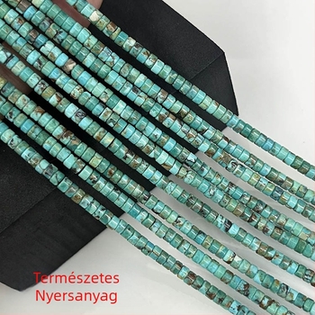 Természetes türkiz koronggyöngyök, sík vágású, félkész DIY karkötő- és nyaklánc alkatrészek, elválasztó gyöngyök és szabad gyöngyök