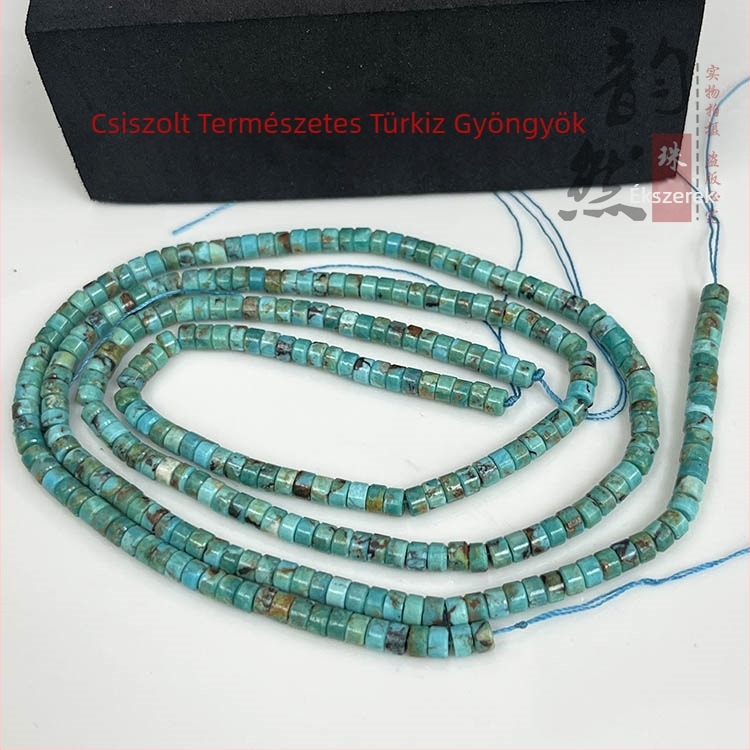 Természetes türkiz koronggyöngyök, sík vágású, félkész DIY karkötő- és nyaklánc alkatrészek, elválasztó gyöngyök és szabad gyöngyök