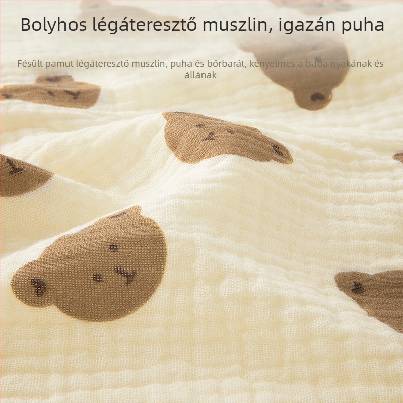 100% pamut géz bébi szalvéta, légáteresztő, tavasz–nyár, nedvszívó