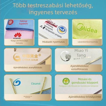 100% pamut fürdőtörölközők ajándékdobozban, három darabos készlet, személyre szabható