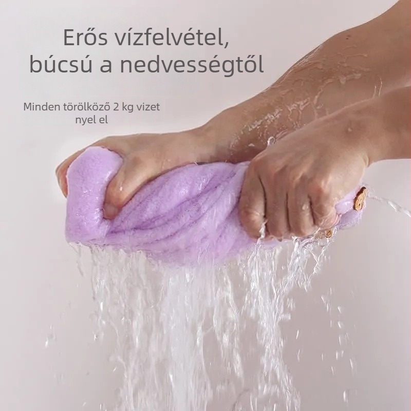 Korall plüss hajszárító sapka, vastagított kivitel, rendkívül nedvszívó és gyorsan száradó, hosszú hajhoz