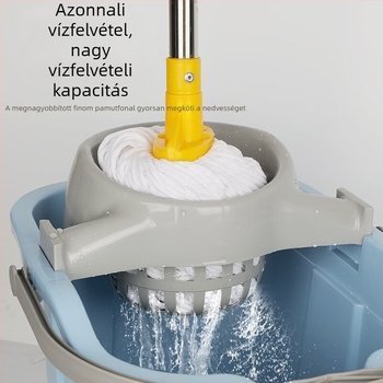 Rozsdamentes acélból készült két részes mop, kerek fejjel, pamutból készült, szállodákhoz, iskolákhoz, áruházakhoz és ingatlanüzemeltetéshez