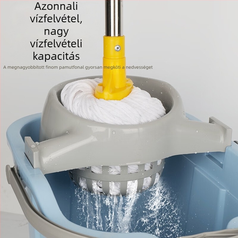 Rozsdamentes acélból készült két részes mop, kerek fejjel, pamutból készült, szállodákhoz, iskolákhoz, áruházakhoz és ingatlanüzemeltetéshez