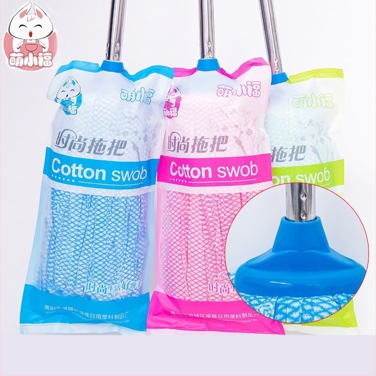 Fuya műanyag fejű mop, fa nyéllel, ovális fej, spunlace anyagú nemszőtt textil, otthoni használatra