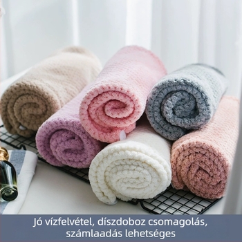 Warp-knit hajszárító sapka mikroszálas, pineapple-grid mintázat, egyszínű, vastagított