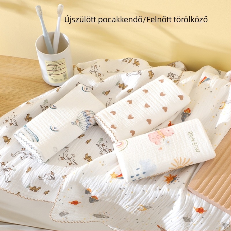 Négy rétegű tiszta pamut géz arc-törölköző felnőtteknek, puha otthoni használatra, izzadságot felszívó.