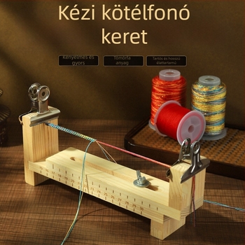 Fából készített keretes kötőállvány DIY ékszerkészítéshez - eszköz karkötők és zsinórok kötéséhez
