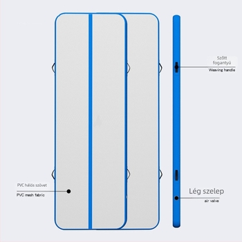 Személyre szabott sportedzés matrac – felfújható gimnasztikai matrac boxhoz, jóga és taekwondohoz, texturált EVA csúszásmentes felülettel, PVC, méretek 300 × 100 × 10 cm