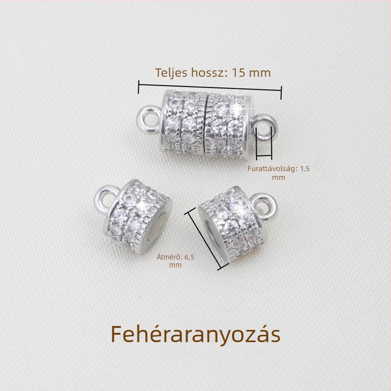 18K arannyal bevont mágneszár DIY ékszerekhez cirkónium beültetéssel — összekötő zár karkötők és nyakláncokhoz