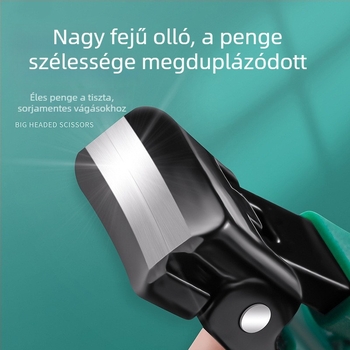 Nagy méretű körömvágó olló anti-splash dizájnnal, ferde nyílással és könyökcsuklóval vastag körmökhoz; sík szájú fogó körömbarázdához