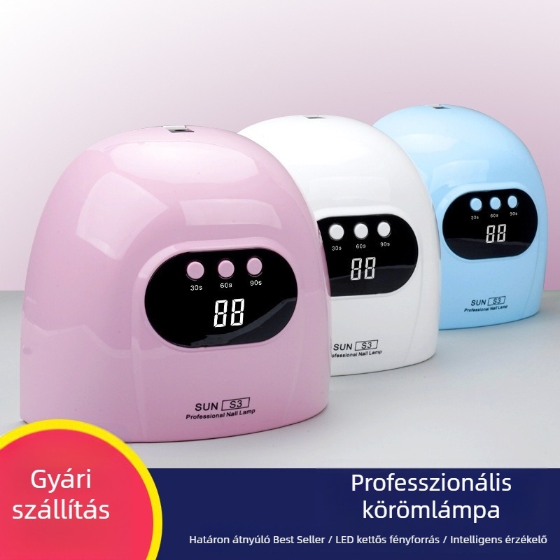 LED kettős fényforrású manikűrlámpa fototerápiával, intelligens érzékelő, USB‑töltő köröm szárító