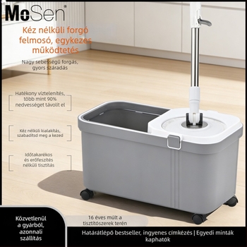Mossen forgó mop szett kettős hajtással és spin-dry vödörrel, mikroszálas fej, otthoni padlótisztításra