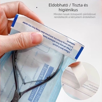 Egyszer használatos manikűr fertőtlenítő tasakok önzáró kialakítással, ideálisak körömreszelők, bőrgörbölők, acél pusherek és polírozó fej tárolására