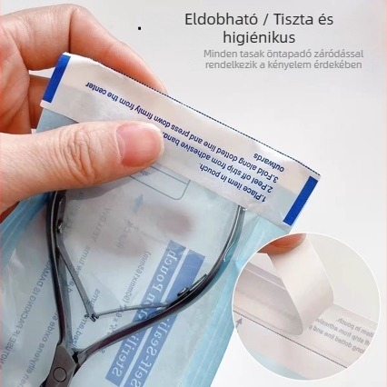 Egyszer használatos manikűr fertőtlenítő tasakok önzáró kialakítással, ideálisak körömreszelők, bőrgörbölők, acél pusherek és polírozó fej tárolására
