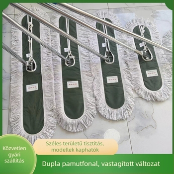 Lapos mop, nagy méretű portoló mop, ipari felhasználásra, dupla réteg pamutszál