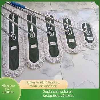 Lapos mop, nagy méretű portoló mop, ipari felhasználásra, dupla réteg pamutszál
