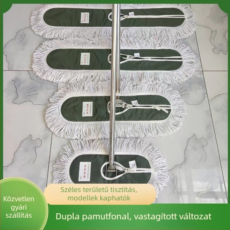 Lapos mop, nagy méretű portoló mop, ipari felhasználásra, dupla réteg pamutszál