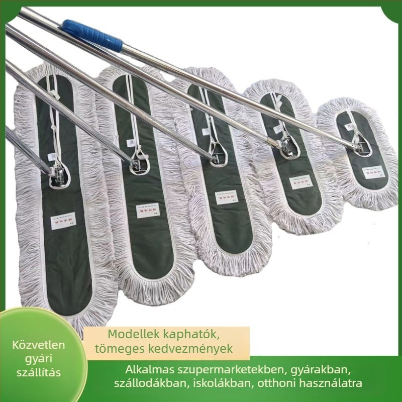 Lapos mop, nagy méretű portoló mop, ipari felhasználásra, dupla réteg pamutszál